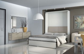 Letto matrimoniale a scomparsa 476 aperto.