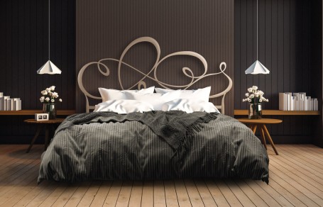 Letto matrimoniale in ferro CAPRICCIO - grigio polvere
