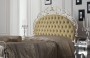 Letto matrimoniale in ferro Angelica - foglia argento - testiera imbottita