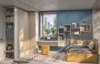 Cameretta ad angolo con divano letto e libreria Outline PRIME P102 - Moretti Compact