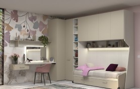 Cameretta a ponte con armadio angolare e letto Space Idea PRIME P105 - Moretti Compact