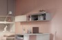 Zona studio della cameretta Smart 01: scrivania con libreria laterale e pensile a ribalta