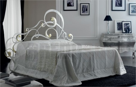 Letto in ferro battuto Gigì - foglia argento