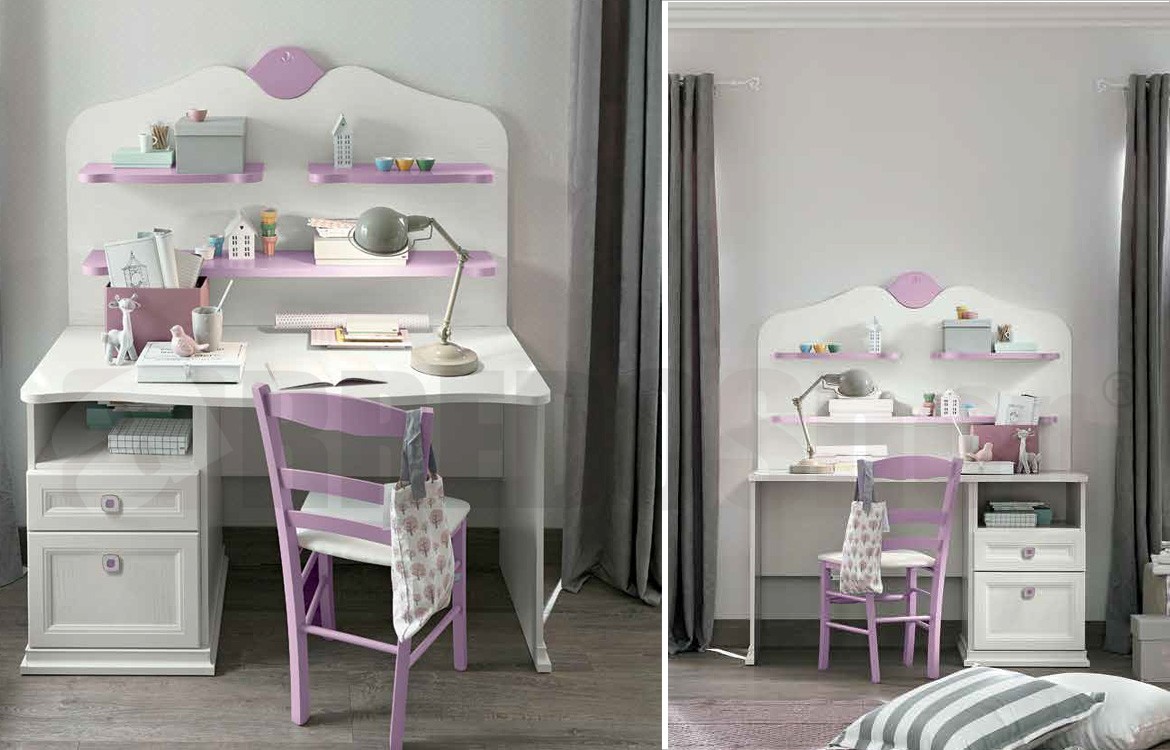 Cameretta a castello Arcadia AC214 by Colombini - Arredoshop Finitura cassa  Arcadia Bucaneve Finiture Parti a colore Orchidea