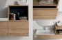Mobile Arredo Bagno BG008 - Particolare cassetto base sospesa, elemento a giorno e lavabo.