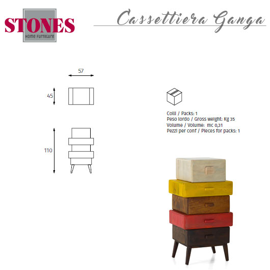 Colori Cassettiera Ganga by Stones