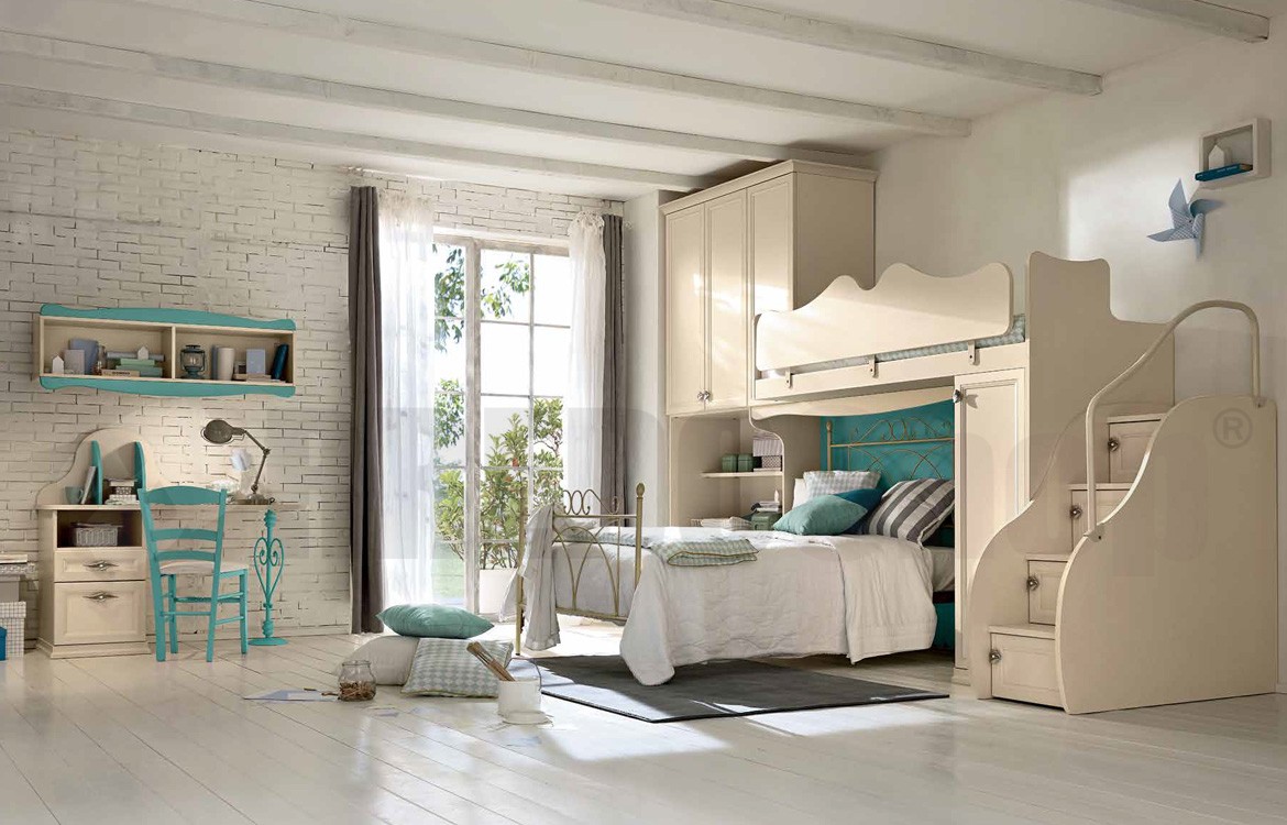 cameretta a soppalco arcadia ac130 arredoshop finiture arcadia 1 magnolia finiture arcadia 2 verde oceano